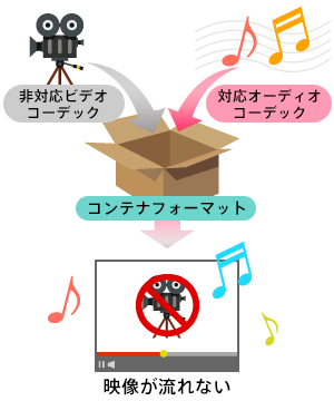 音声は再生されるのに映像が出ない