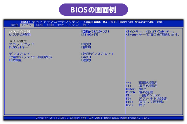 BIOSの画面例