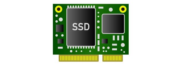 マザーボード上のmSATAの専用ソケットに直接接続されるSSD