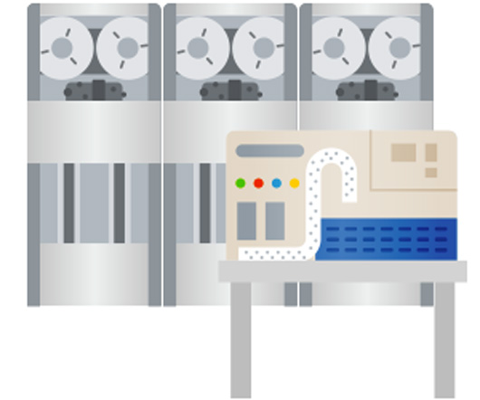 コンピュータ用テープストレージのイメージイラスト