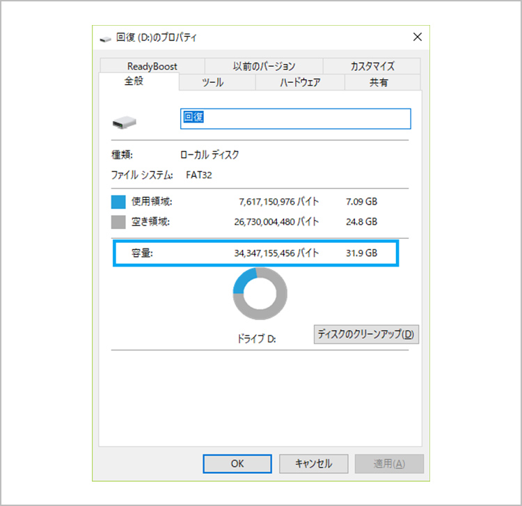 外付けSSDのボリュームラベルが「回復」に変わり、データが見えなくなっている状態の画面キャプチャ