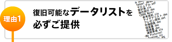 理由1 データ復旧可能なリストを提供