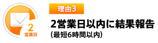 理由3 48時間以内に結果報告（最短6時間以内）